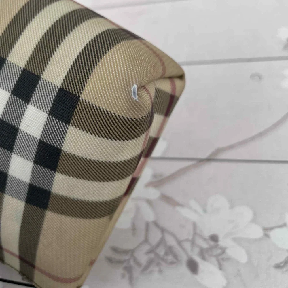 Burberry Beige and Black Check Cosmetic Bag